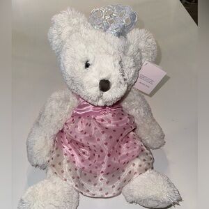Mary Kay RUSS Pink and White Stuffed HOPE Bear with Crown with tags